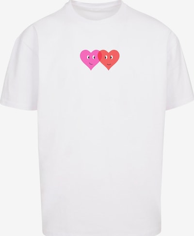 Merchcode Koszulka 'Hugs & Love - Two Hearts' w rozmiarze XXXL w kolorze różowy / krwistoczerwony / białym, Podgląd produktu
