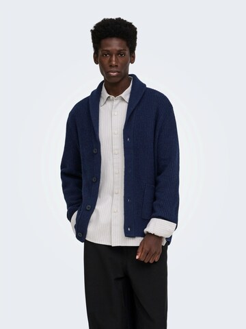 Only & Sons Knit cardigan 'ONSSKY' in Blue: front