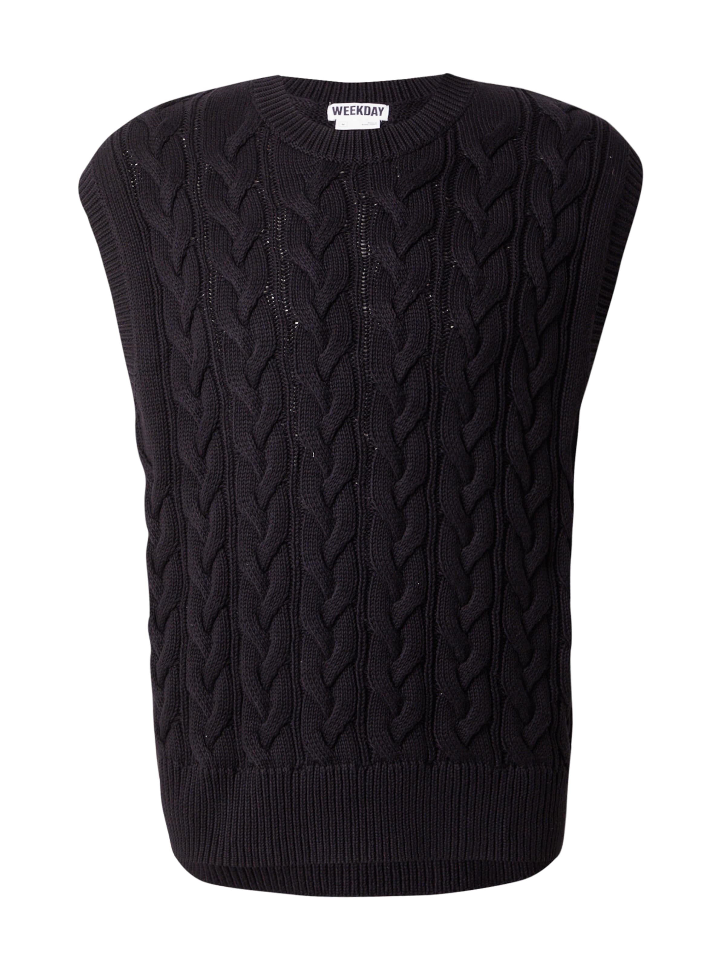 WEEKDAY Sweater Vest 'Isak' in Black: front