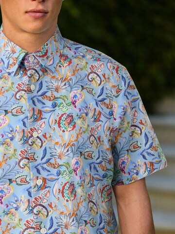 Coupe regular Chemise 'Signature' Next en bleu