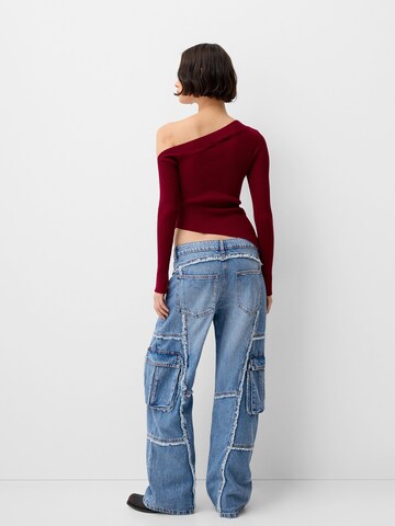 Bershka Wide leg Cargo jeans in Blue