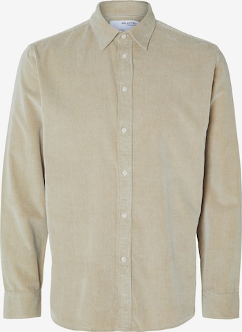 SELECTED HOMME Button Up Shirt 'Regowen' in Beige: front