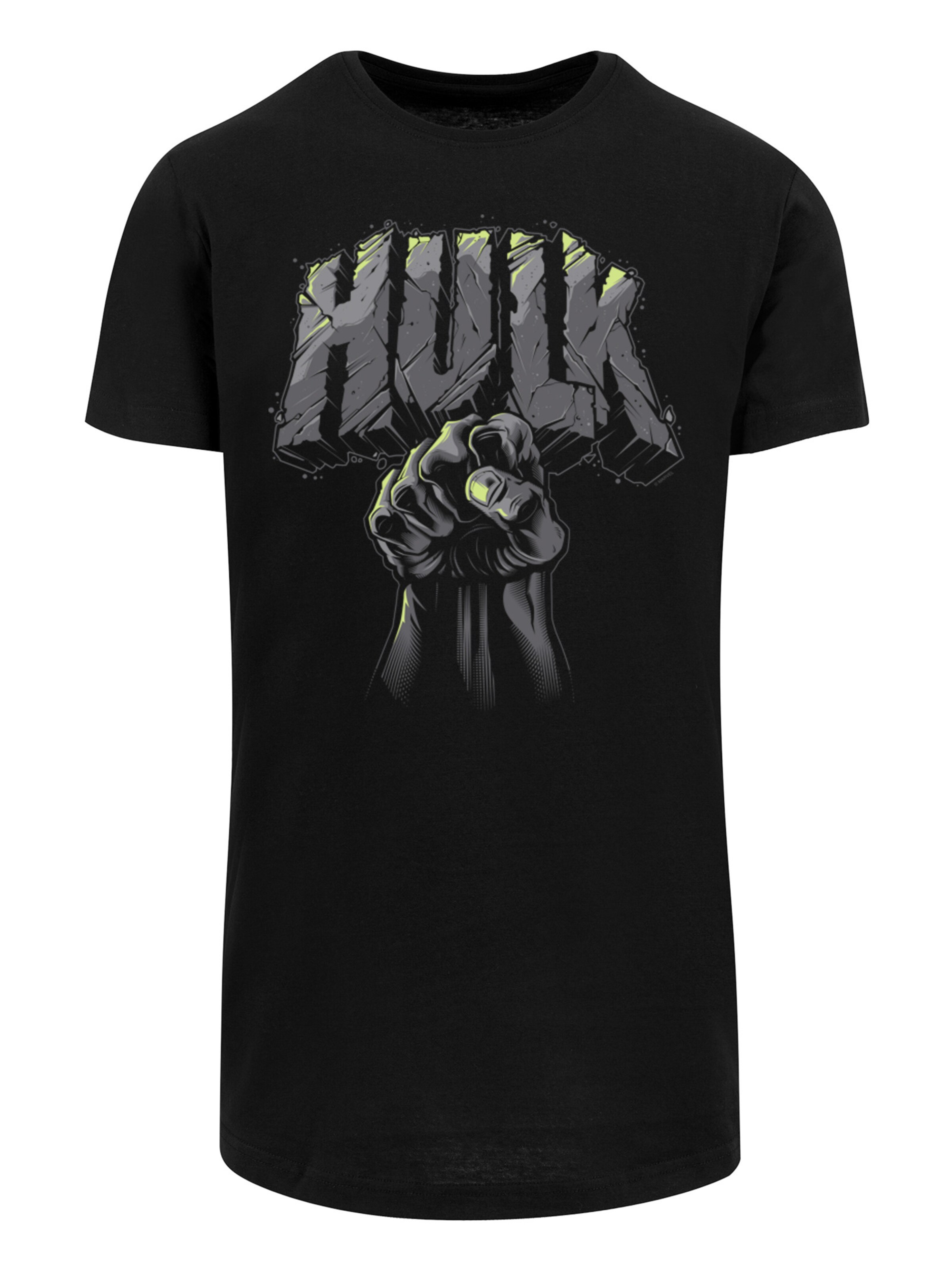 T-Shirt 'Marvel Hulk Punch' F4NT4STIC en noir : devant