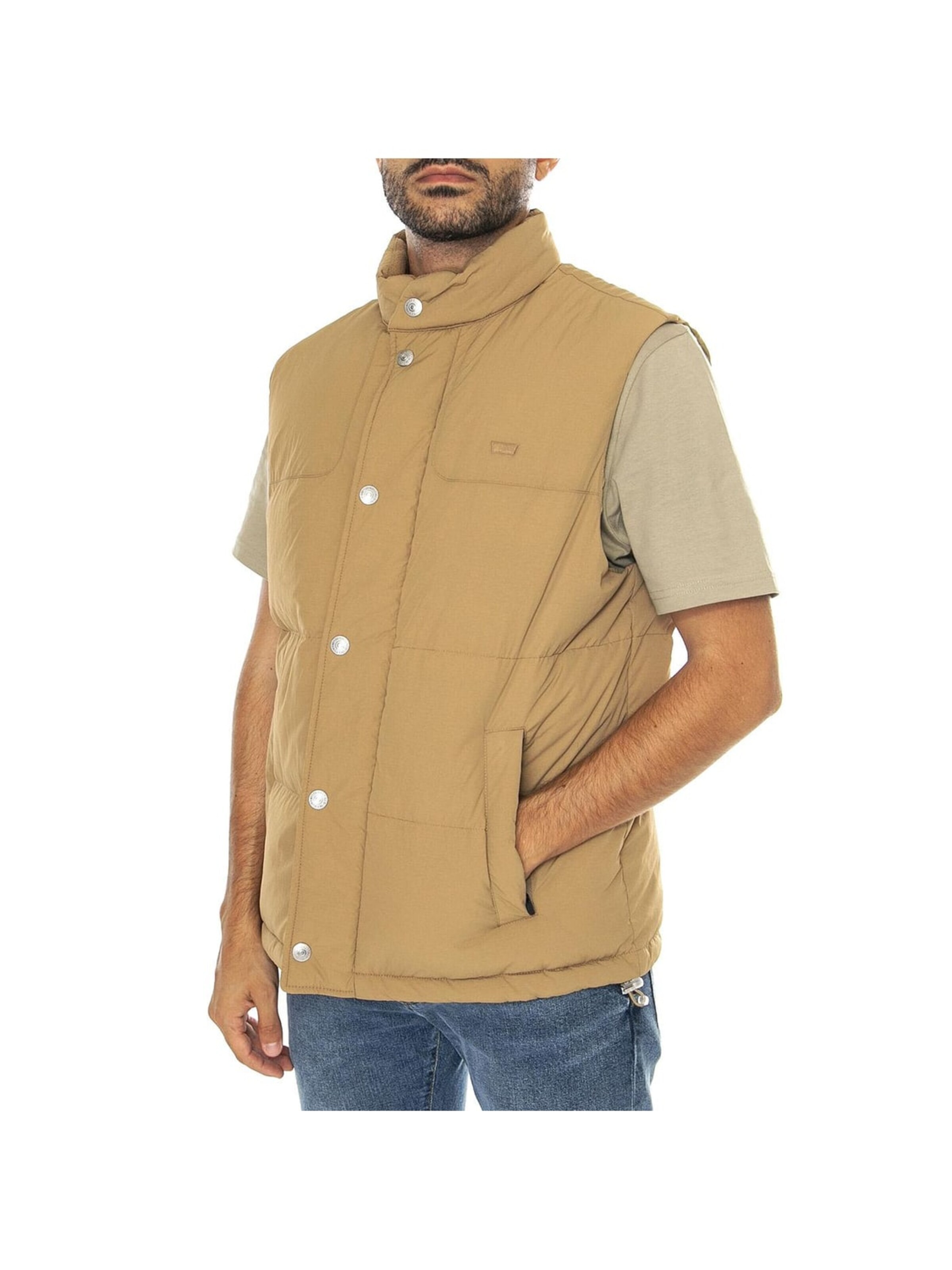 LEVI'S ® Between-season jacket 'Rockridge Vest Ermine Neutral' in Brown