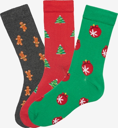 JOHN DEVIN Socken in anthrazit / grün / rot, Produktansicht