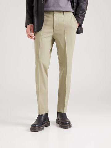 HUGO Regular Pleated Pants 'Hesten232X' in Green: front