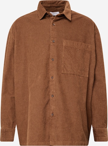 TOPMAN Comfort fit Button Up Shirt in Brown: front