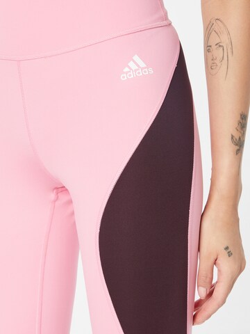 ADIDAS SPORTSWEAR - Skinny Calças de desporto 'Essentials Hiit Colourblock' em rosa