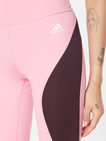 ADIDAS SPORTSWEAR Skinny Workout Pants 'Essentials Hiit Colourblock' in Pink