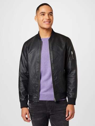 JACK & JONES - Chaqueta de entretiempo 'ROCKY' en negro: frente