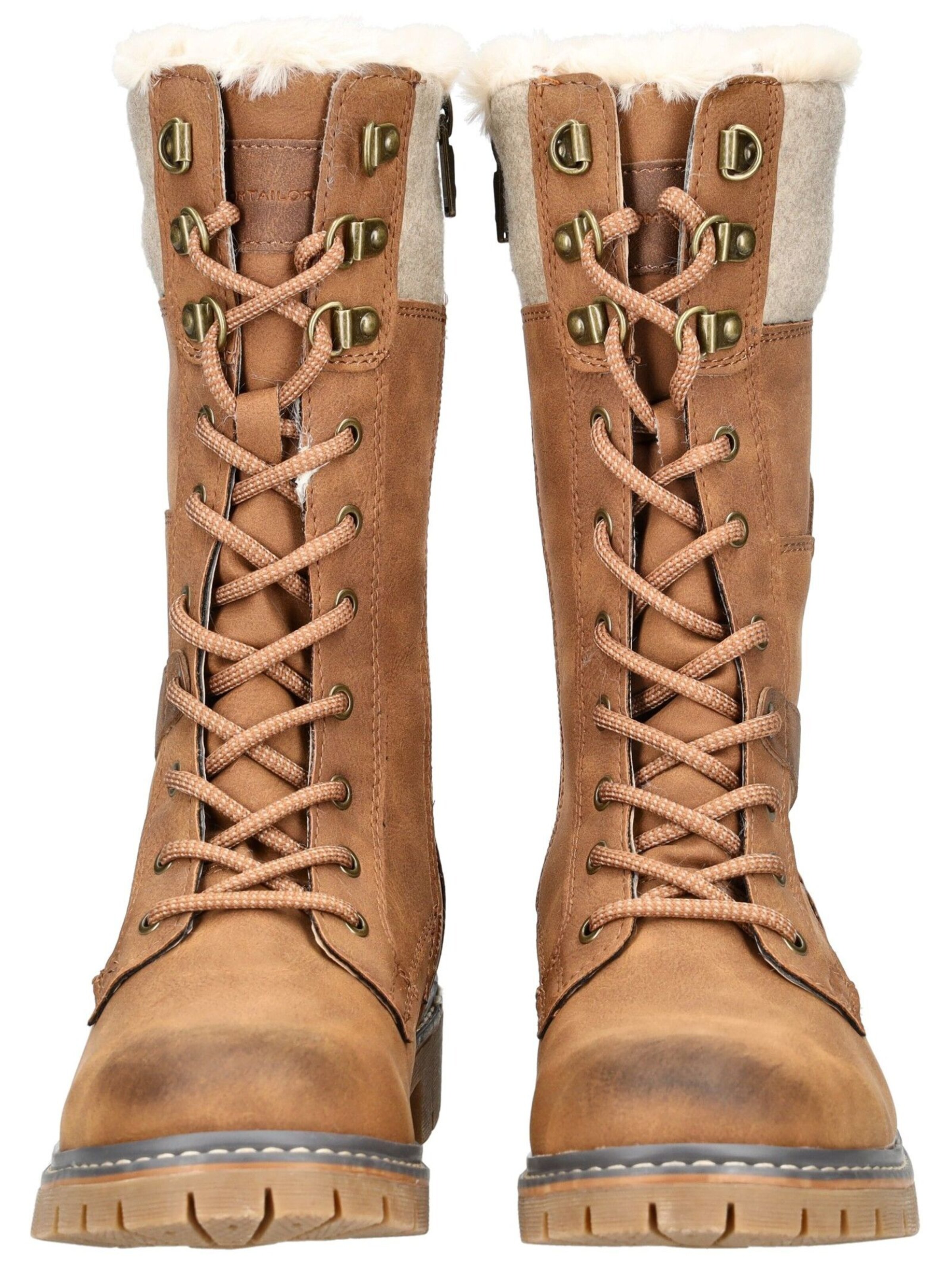 TOM TAILOR Lace-Up Boots in Brown