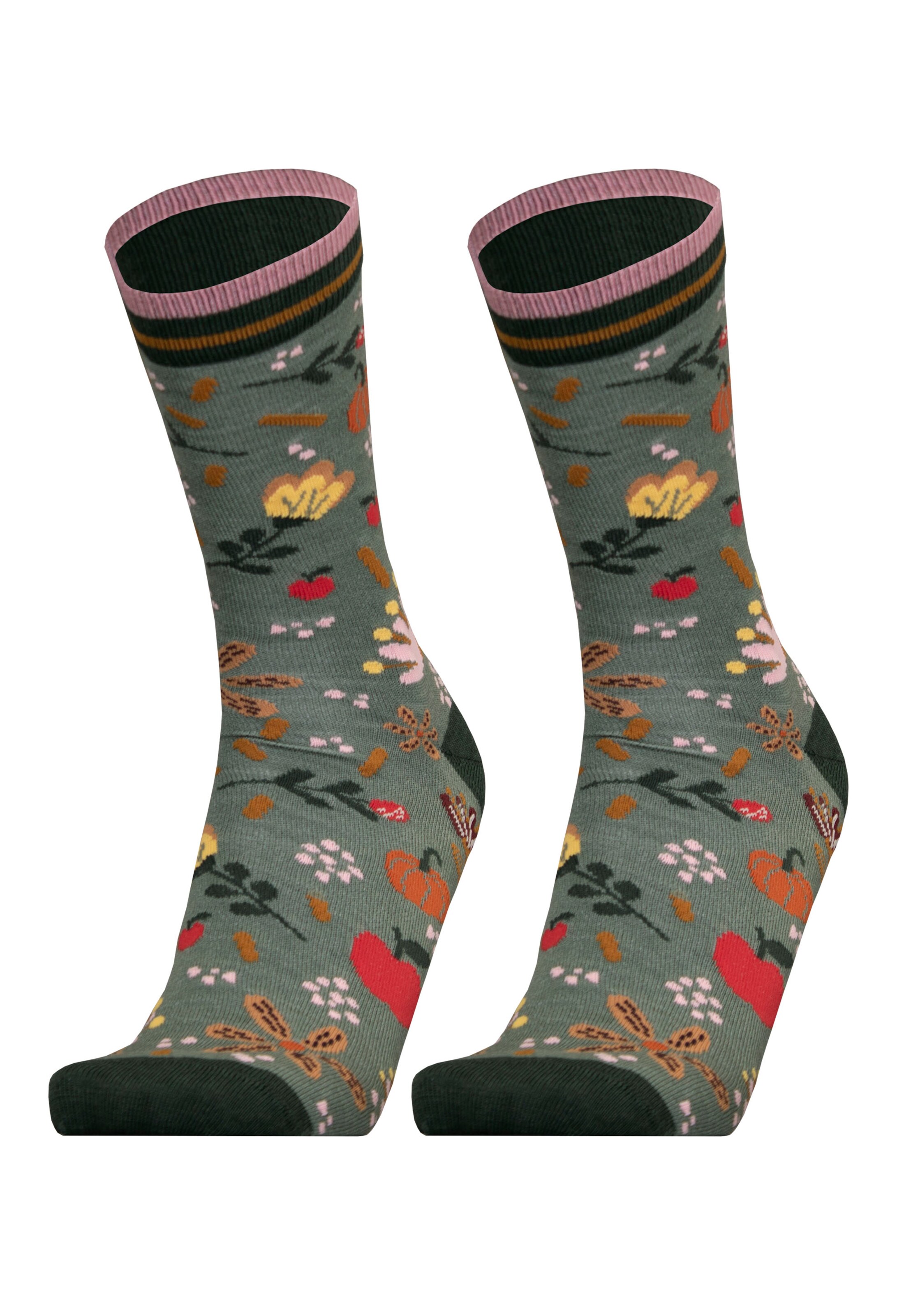 UphillSport Socks 'AUTUMN GARDEN' in Green
