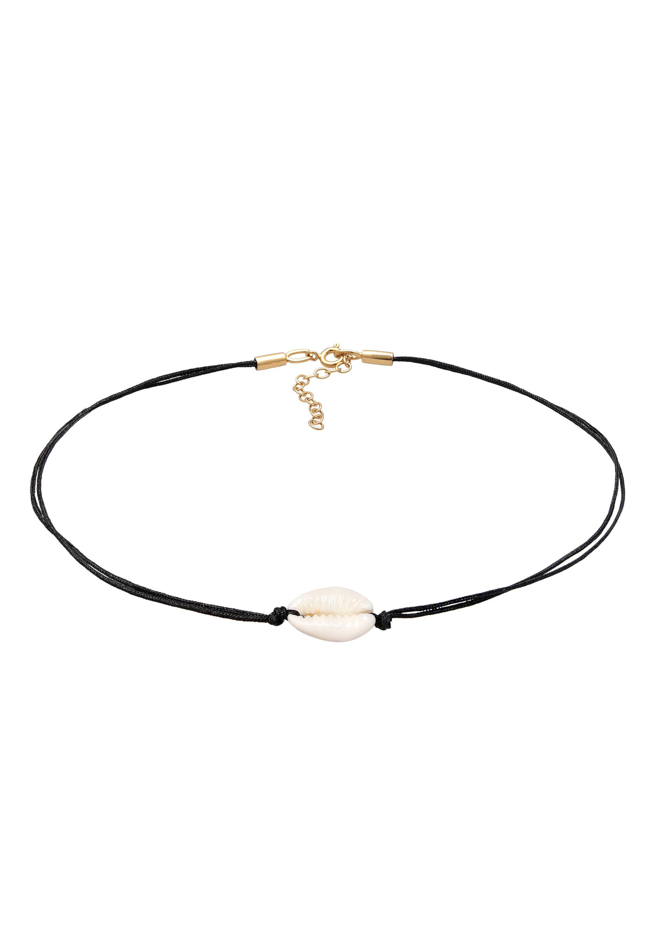 ELLI Chaîne en or / noir / blanc perle, Vue avec produit