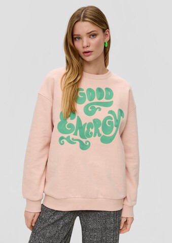 Sweat-shirt QS en rose : devant