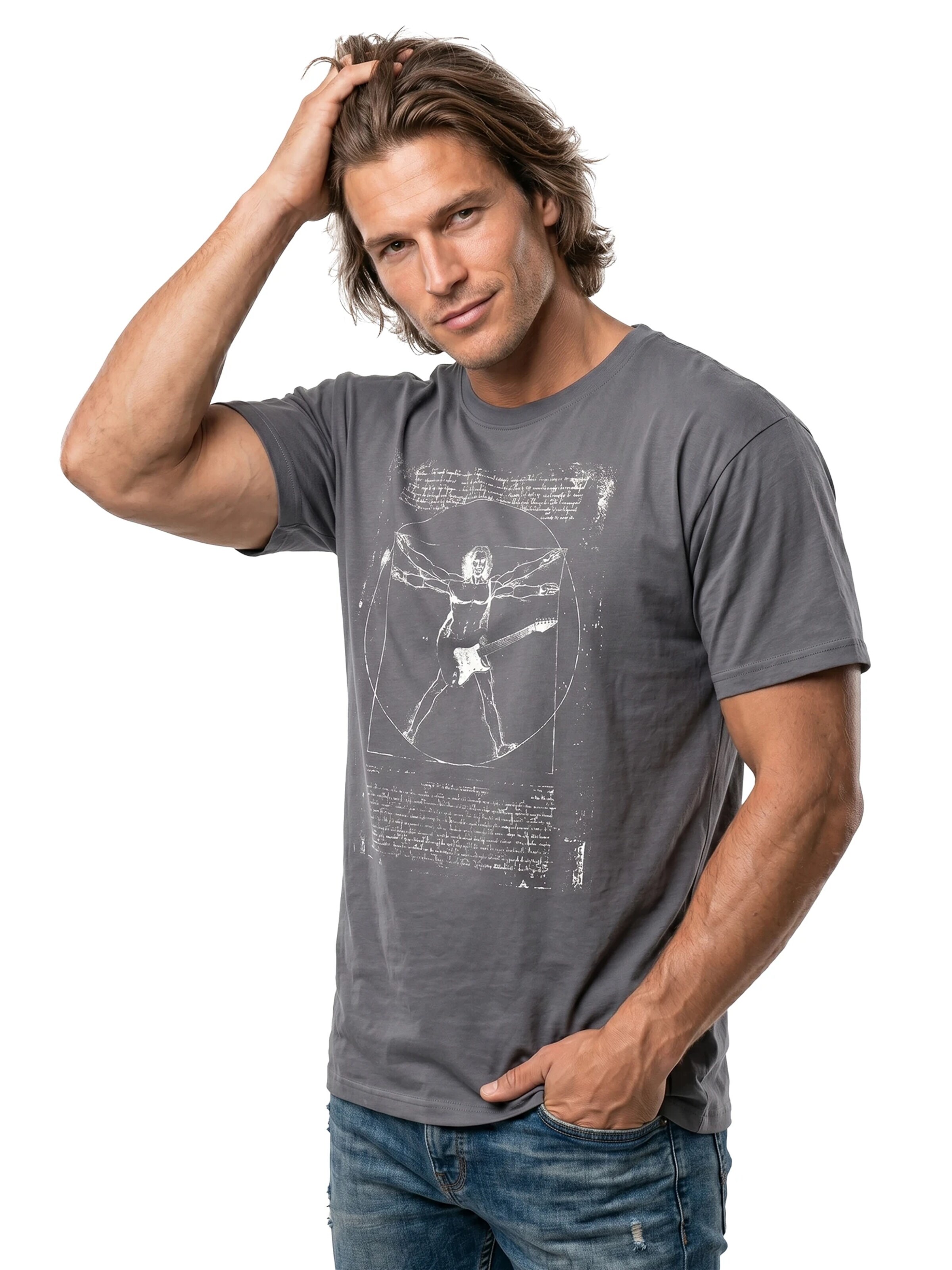 MAKAYA Shirt 'Da Vinci Rock' in Grey