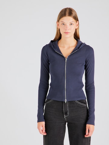 WEEKDAY Zip-Up Hoodie in Blue: front