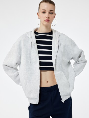 Koton Zip-Up Hoodie in Grey: front