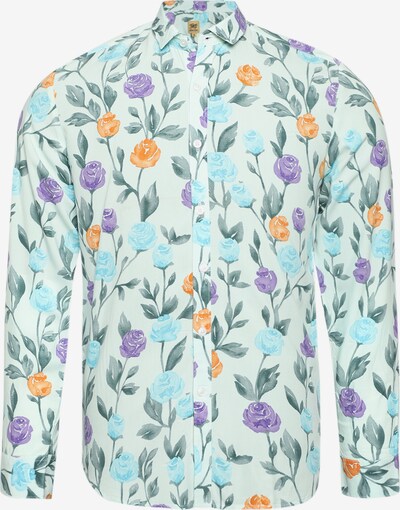 Campus Sutra Button Up Shirt 'Giovanni' in Green / Mint / Lilac / Light orange, Item view