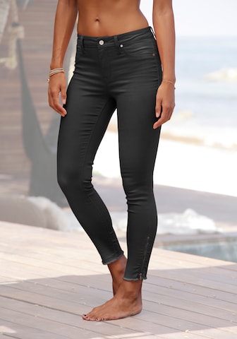 LASCANA Skinny Jeggings - fekete: elől