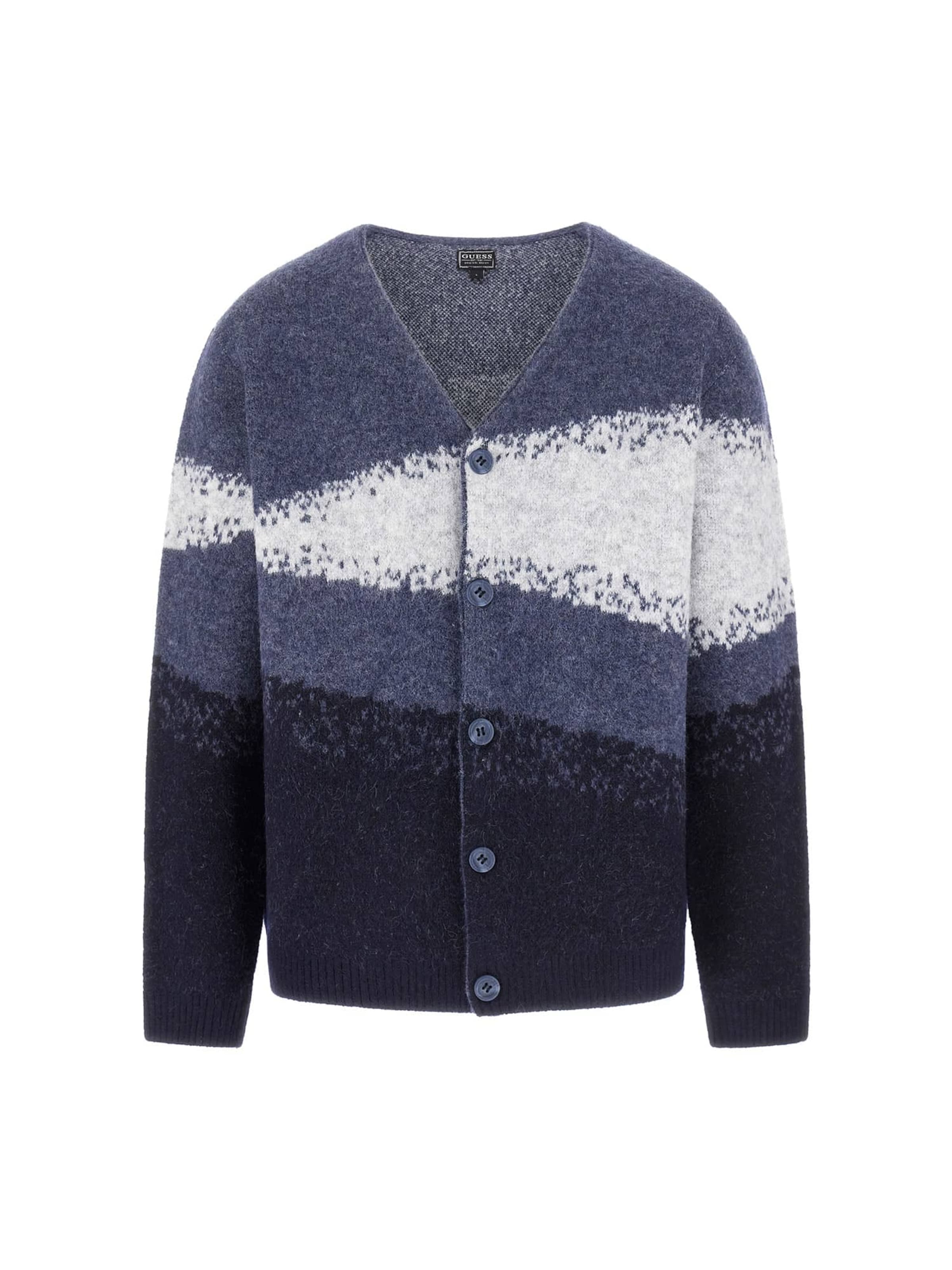 GUESS Strickjacke in blau / marine / hellgrau, Produktansicht