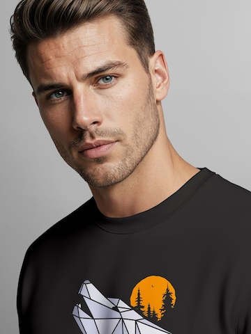Neverless Sweatshirt 'Polygon Wolf' in Black