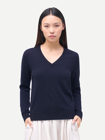 GOBI Cashmere Tröja 'Women's Timeless Cashmere V-Neck Sweater' i blå: framsida