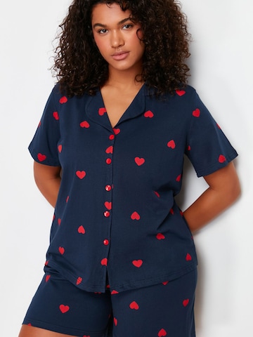 Trendyol Curve - Pijama de pantalón corto en azul