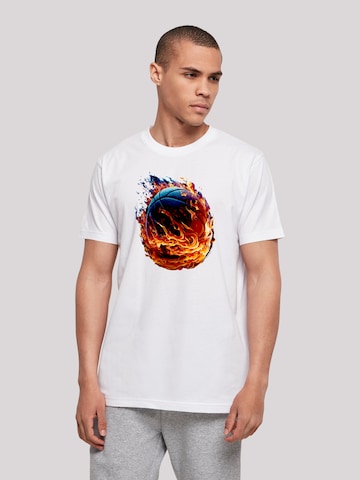 T-Shirt 'Basketball Sports Collection On FIRE' F4NT4STIC en blanc : devant