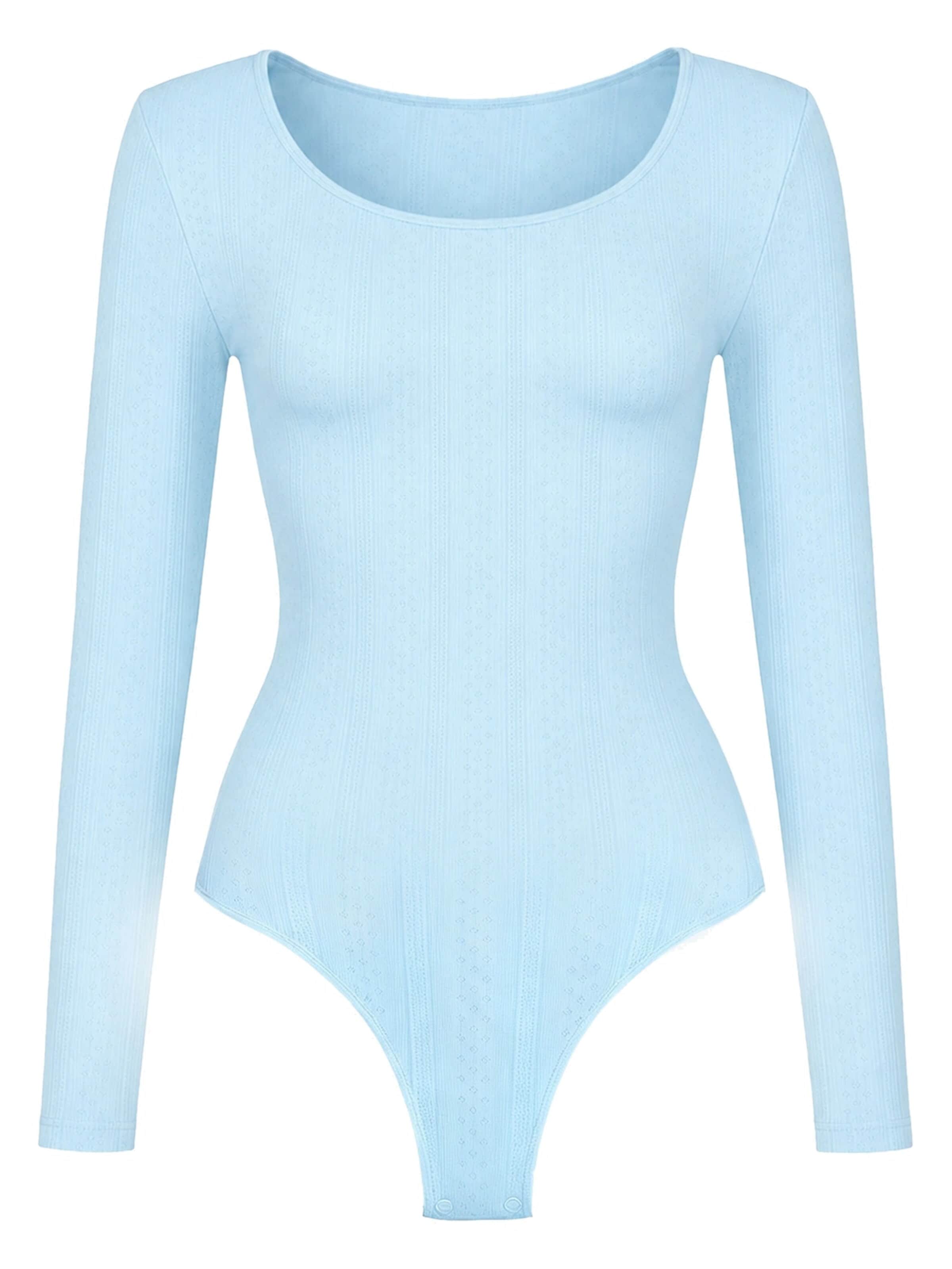 cfab Shapingbody 'Longsleeve Bodysuit Sculpting Shapewear with String' in Blauw