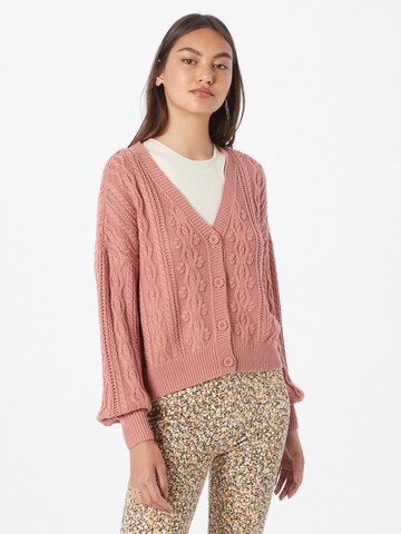 VERO MODA Knit Cardigan 'TANGERINE' in Pink: front