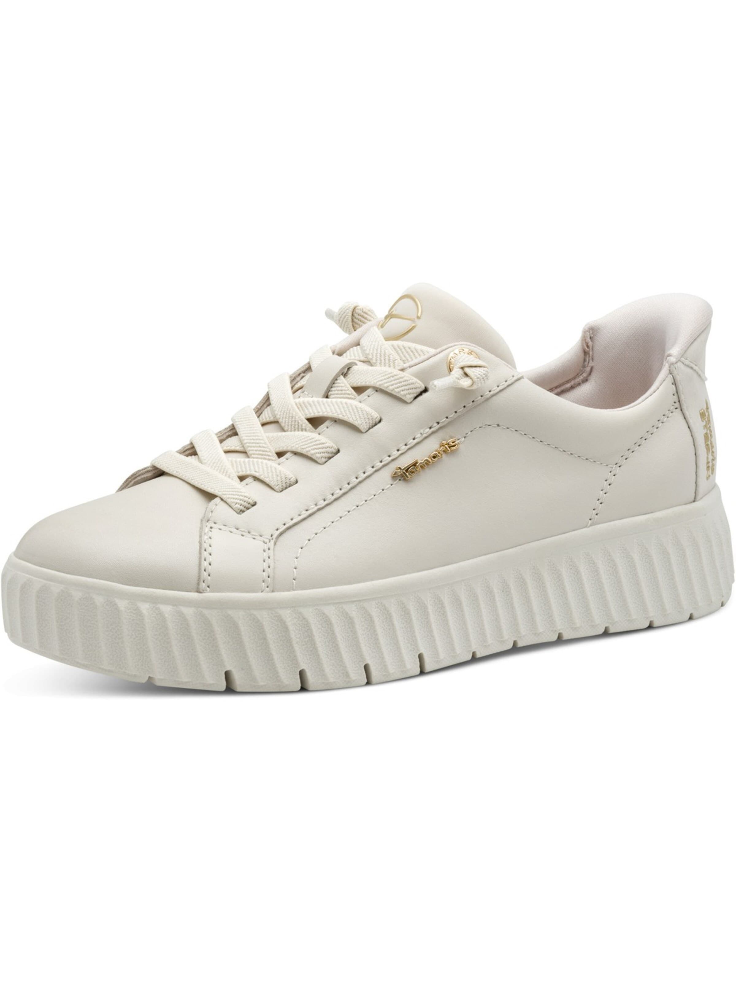 Tamaris Wide Fit Sneakers 'Tamaris Comfort Sneaker - Offwhite Leder/Synthetik' in White: front