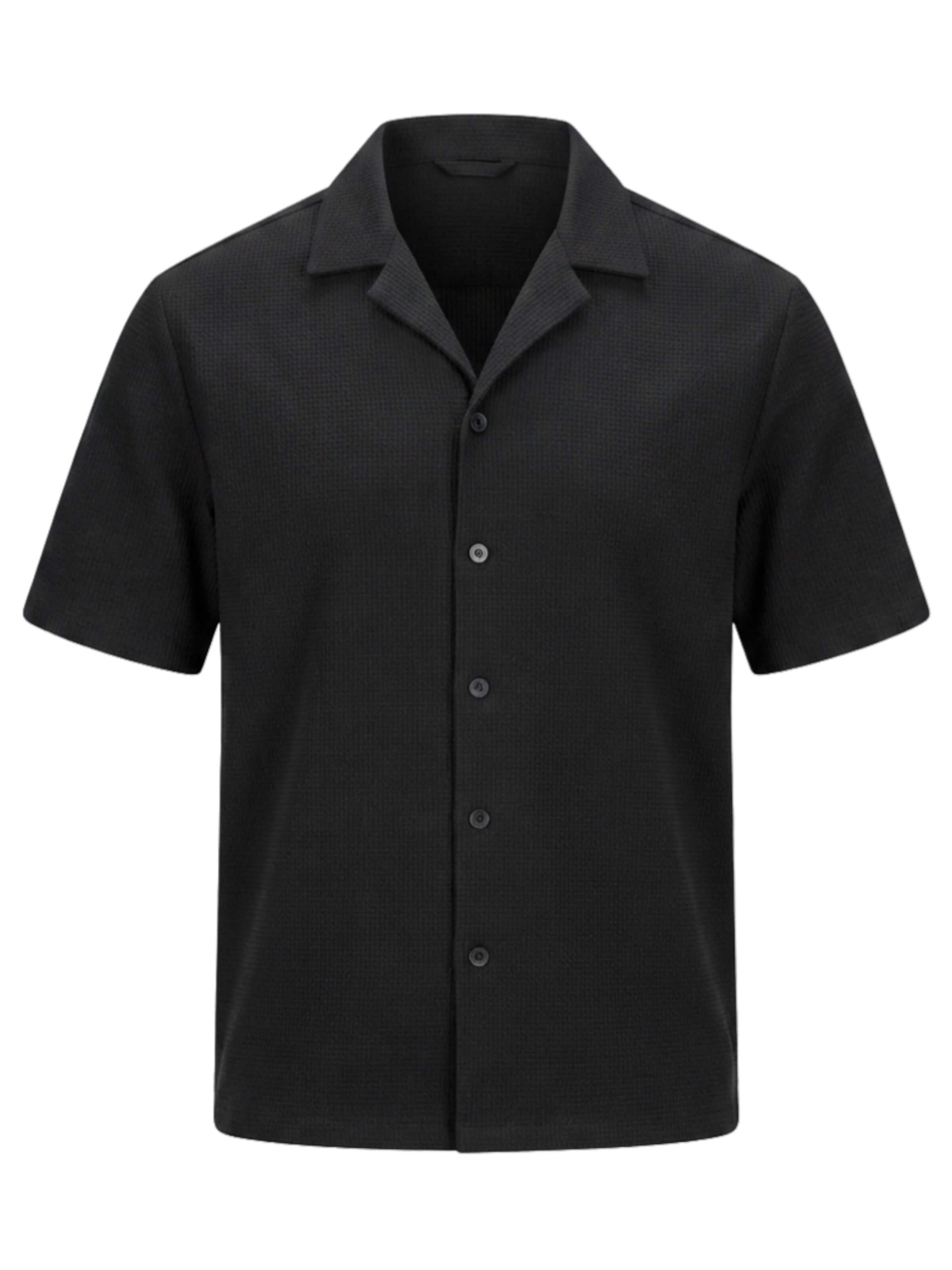 Ombre Regular fit Button Up Shirt in Black: front
