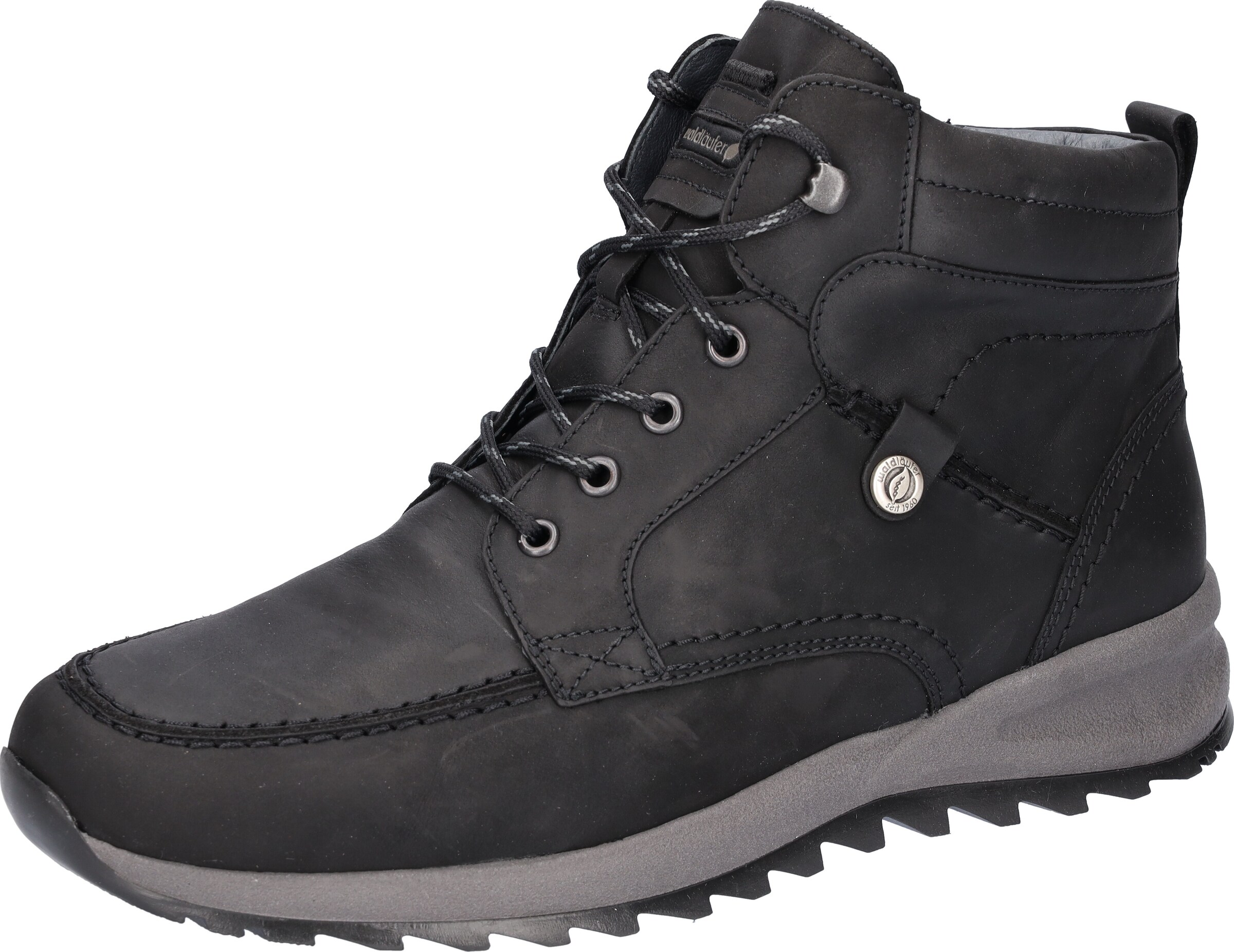 WALDLÄUFER Schnürboots in Schwarz: Vorderseite