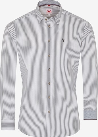 SPIETH & WENSKY Slim fit Traditional Button Up Shirt 'Wikinger' in White: front