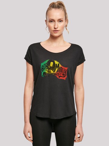 F4NT4STIC Shirt 'Bob Marley Chords Reggae Music by Rock Off' in Zwart: voorkant