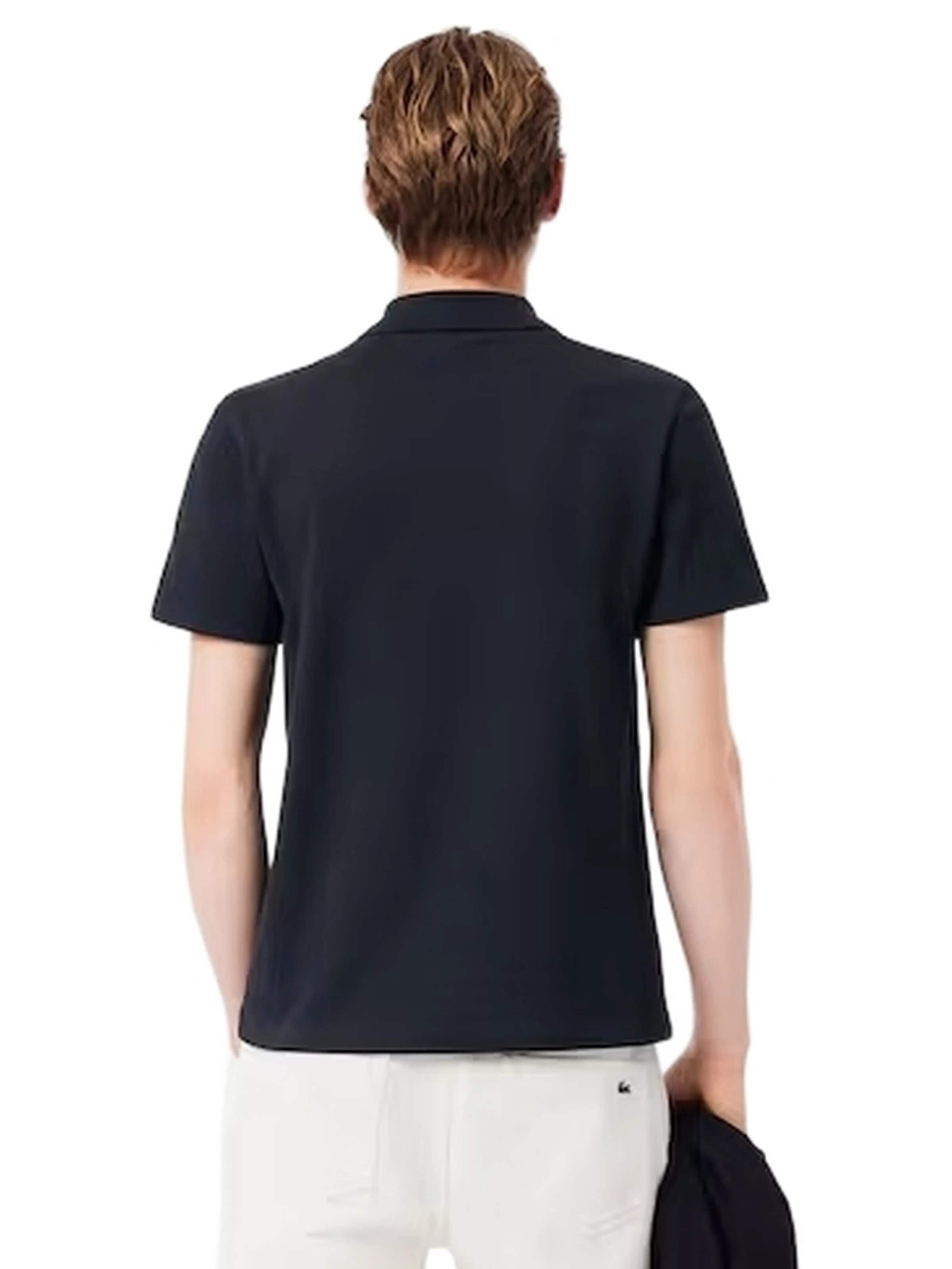 LACOSTE - Camisa 'Polo lacoste negro regular fit colour block shirt' em preto