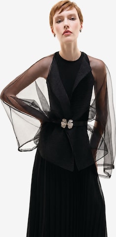 Giacca di mezza stagione 'Binding Detailed Organza Jacket' di Touché Privé in nero: frontale