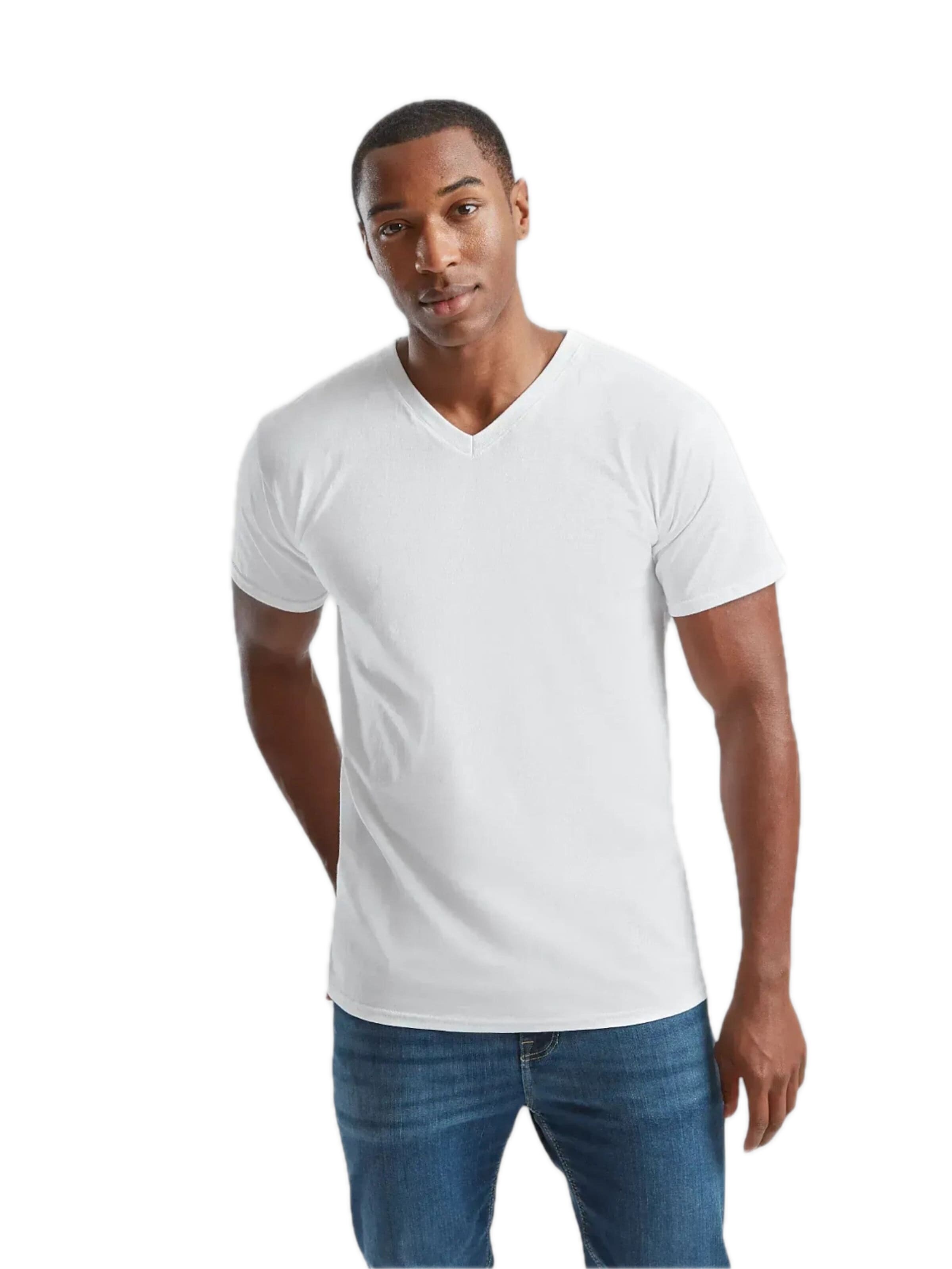 T-Shirt 'V-Neck T-shirt' FRUIT OF THE LOOM en blanc