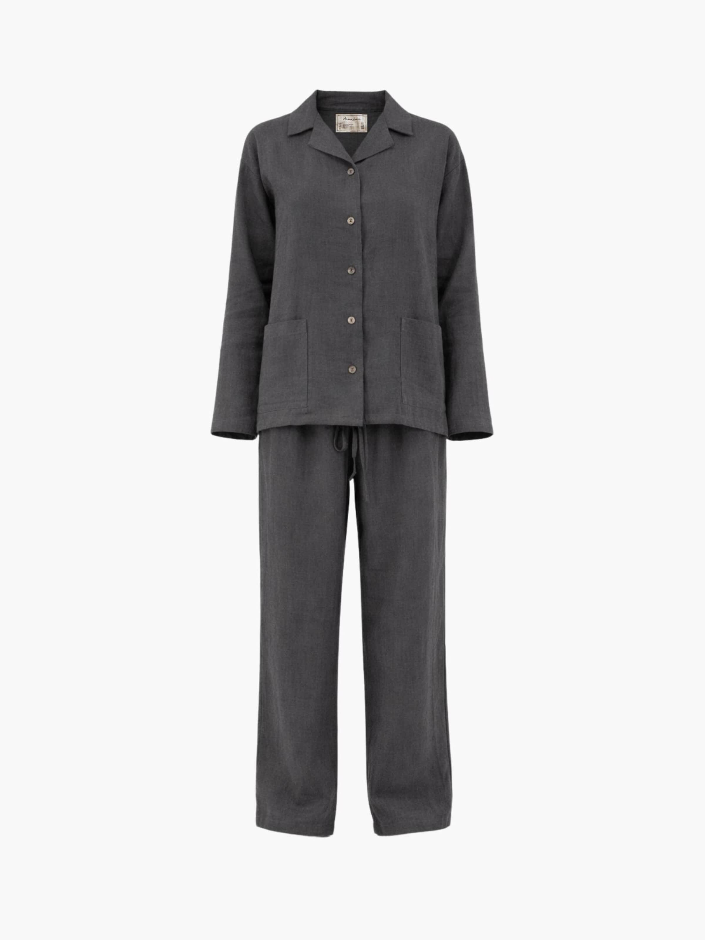 AmourLinen Pajama 'Snooze' in Grey: front
