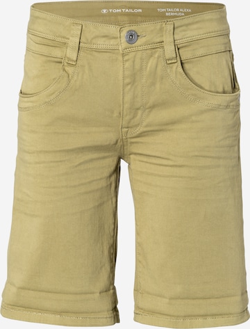 TOM TAILOR Skinny Shorts 'Alexa' in Grün: predná strana