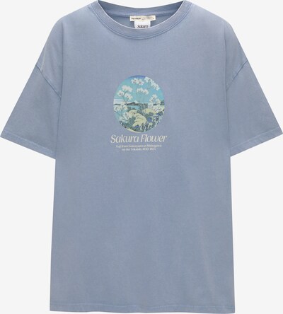 Pull&Bear T-Shirt in beige / hellblau / dunkelgrün / weiß, Produktansicht