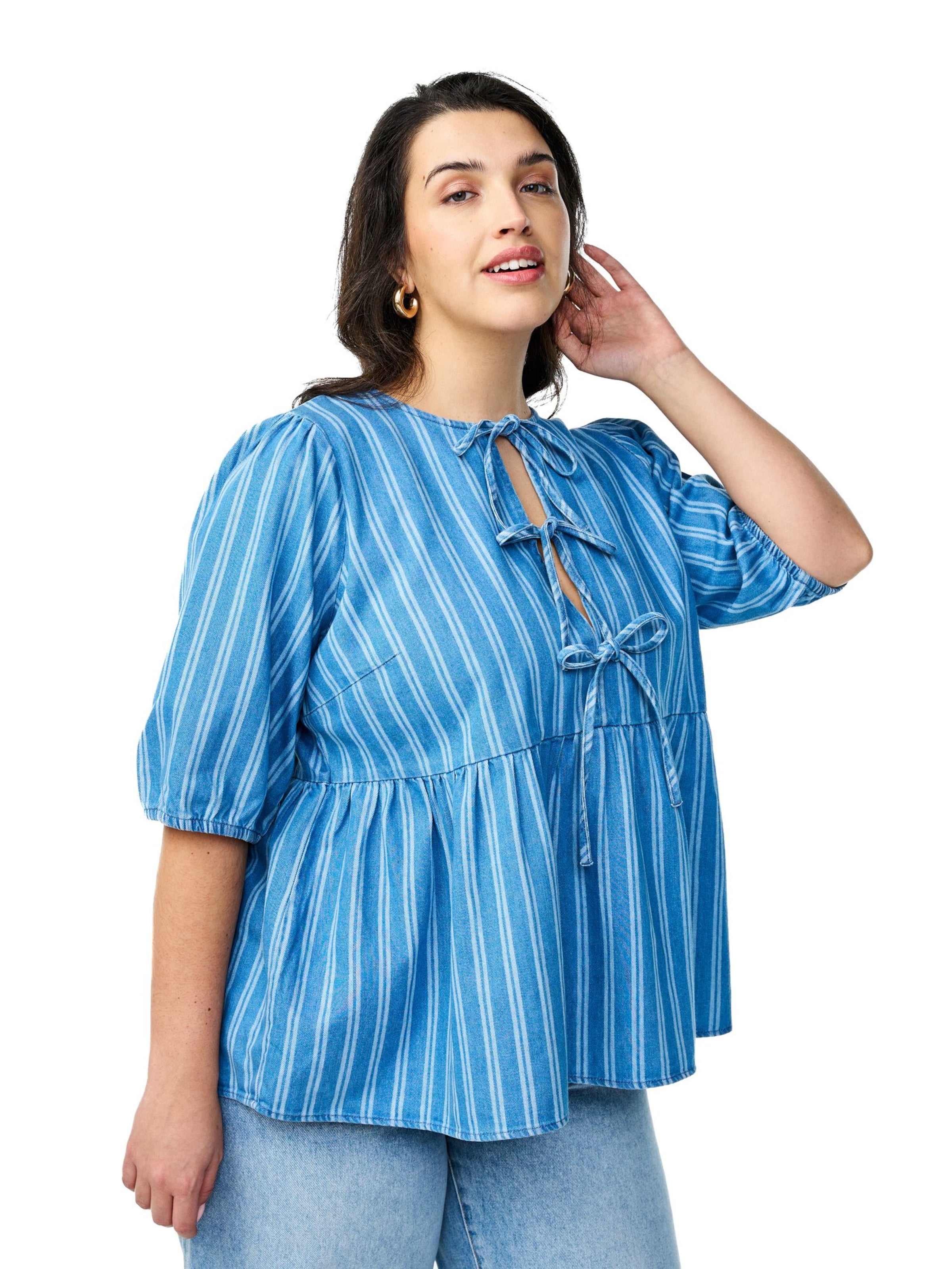 Zizzi Blúzka 'Jebba' - Modrá: predná strana