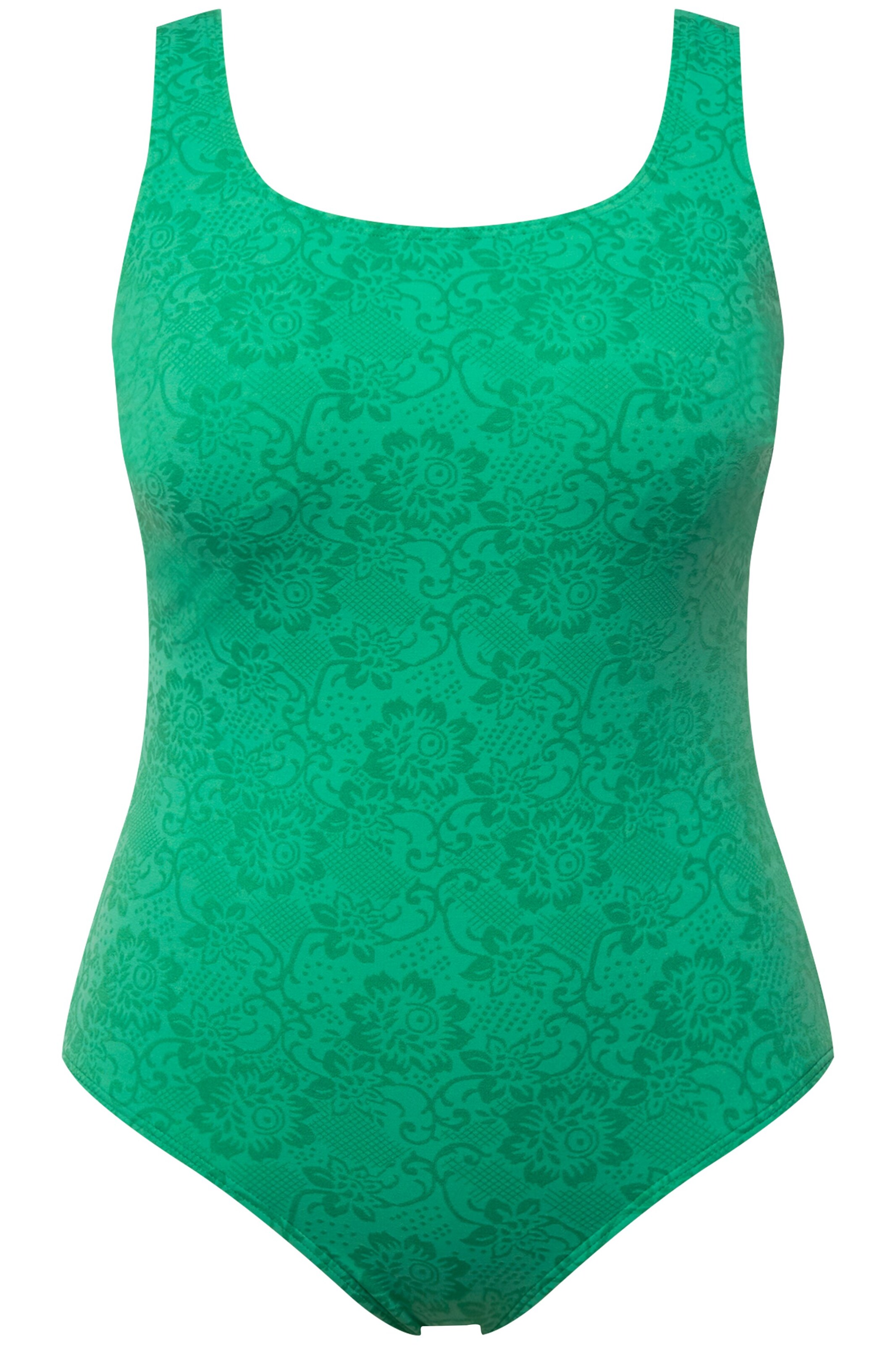 Ulla Popken T-Shirt Badeanzug in Grün: Vorderseite