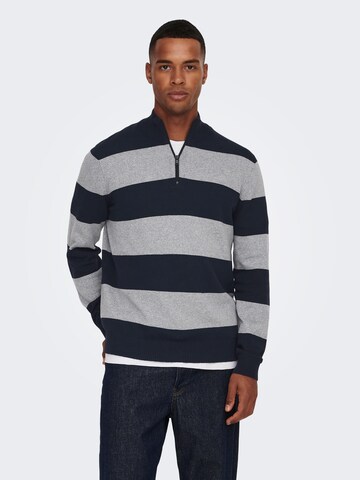 Only & Sons Sweater 'REX' in Blue: front