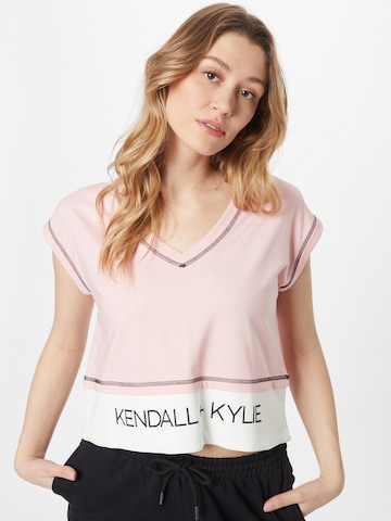 Tricou de la KENDALL + KYLIE pe roz: față