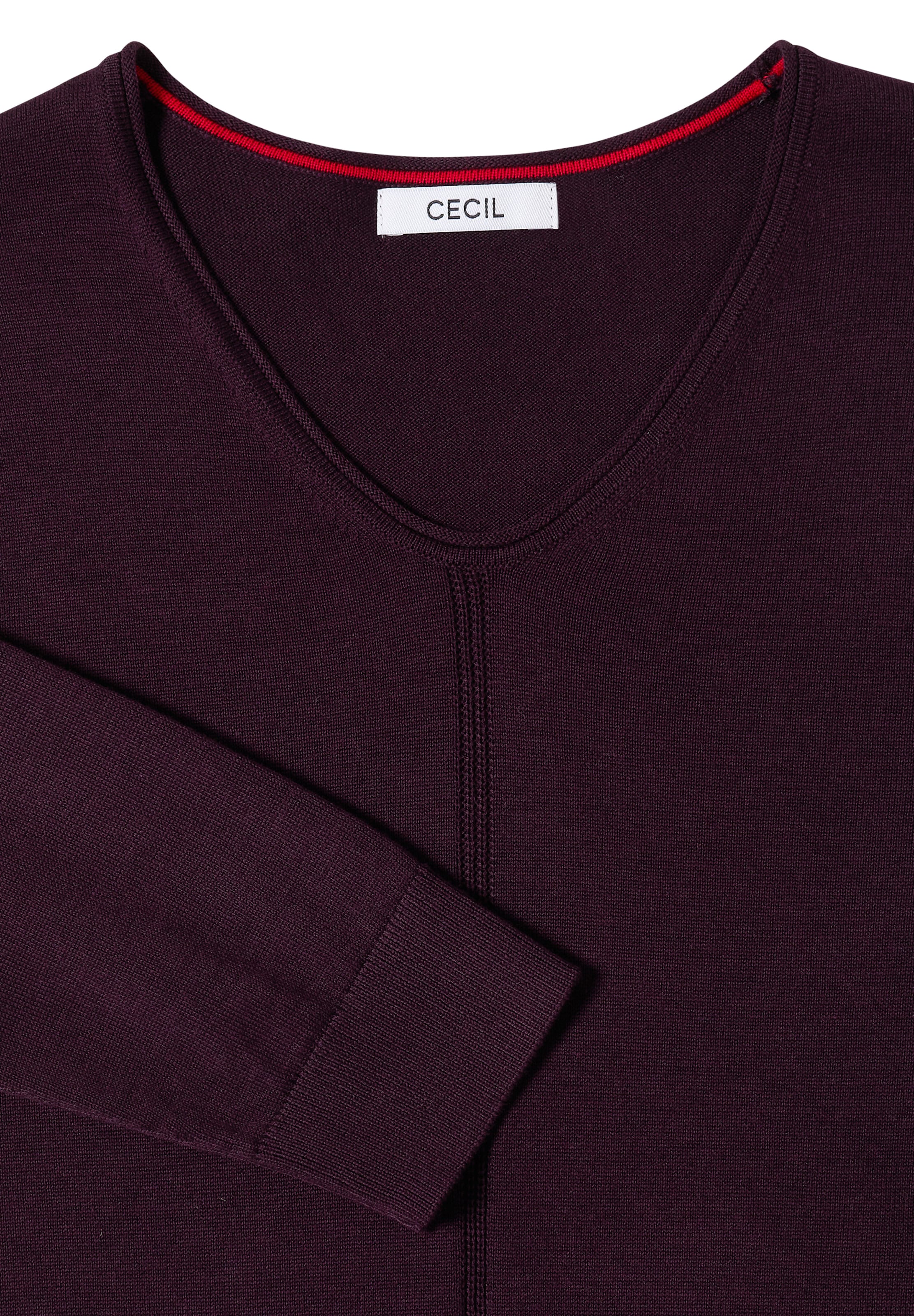CECIL Basic Pullover mit V-Neck in Unifarbe in Rot
