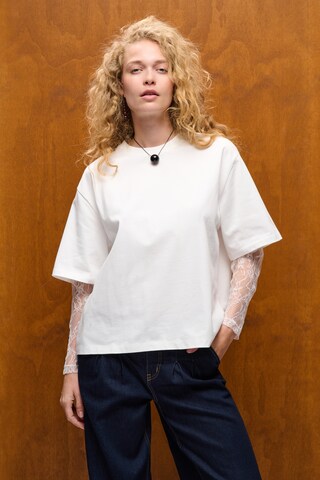 CULTURE - Camisa 'CUColum' em branco