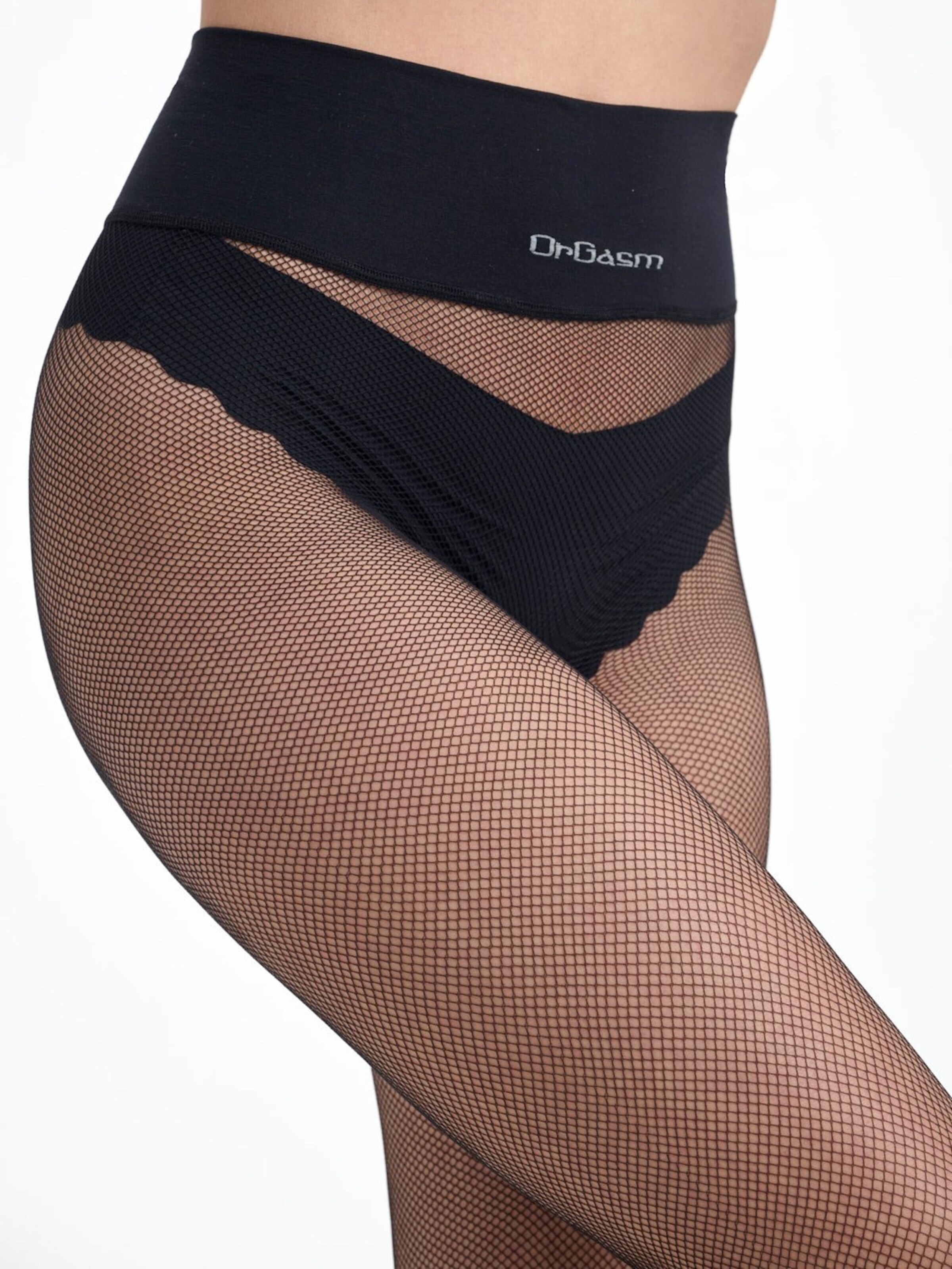 OrGasm Panty's 'Micro Fishnet Tights' in Zwart