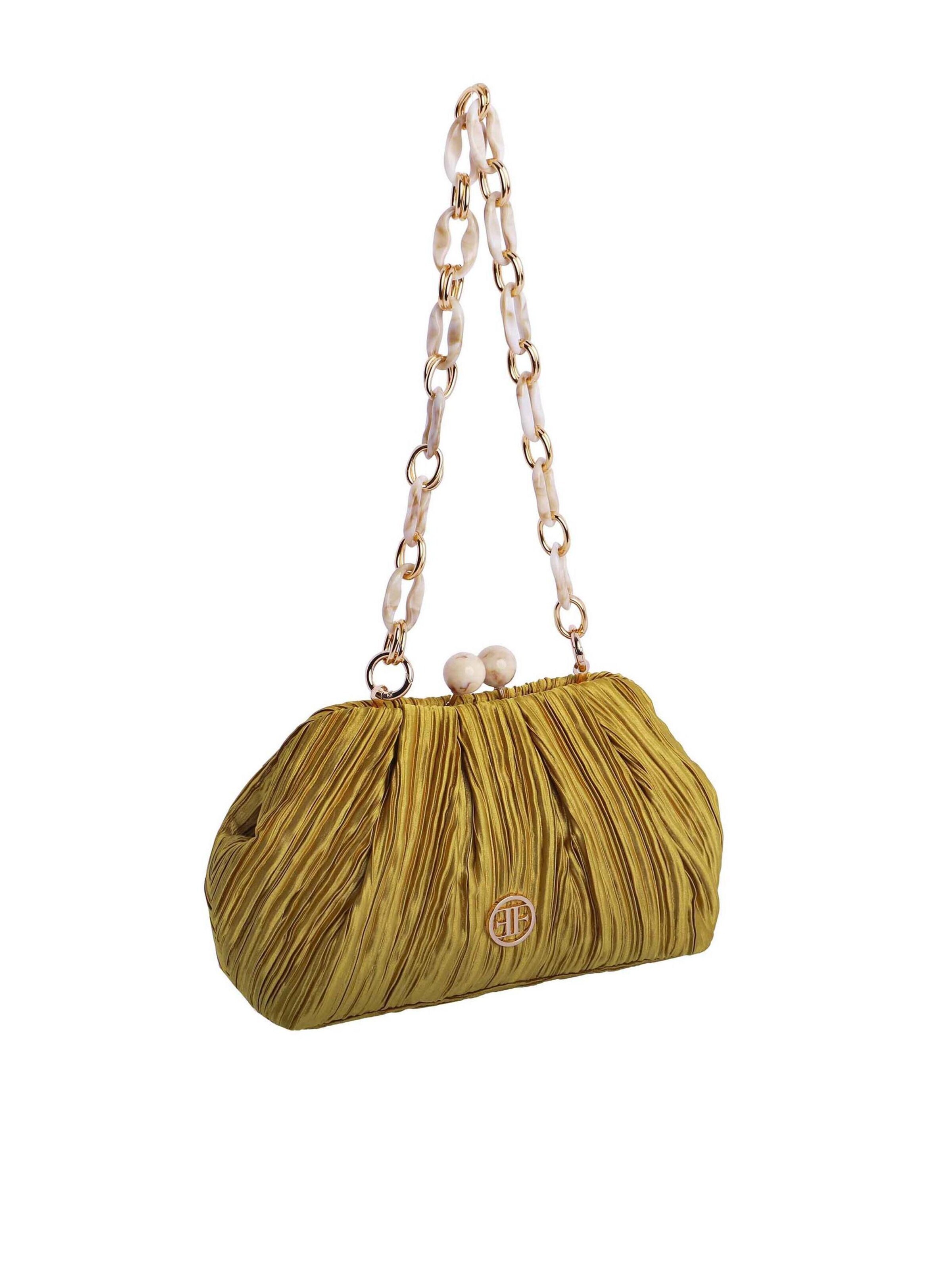 eferri - Bolso de hombro 'Bolso de fiesta para mujer Leia de tejido plisado y cierre de boquilla' en amarillo