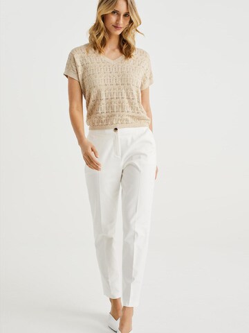 WE Fashion Slim fit Trousers with creases in White
